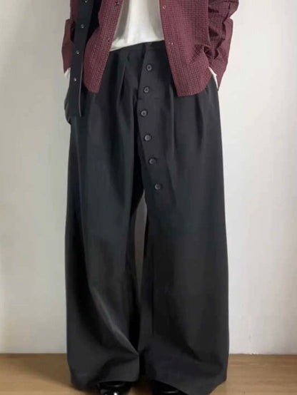 Loose Long Buttons Suit Trousers