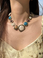 Retro Colored Gemstone Style Personalized Bracelet Necklace