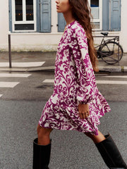 Balloon Sleeve Printed Mini Dress