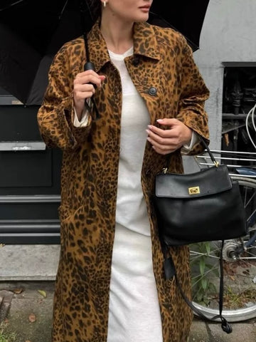 Loose Vintage Leopard Coat