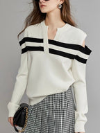 V-Neck Off-Shoulder Sweater by painevida