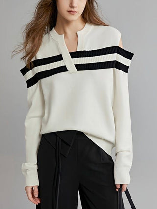 V-Neck Off-Shoulder Sweater by painevida