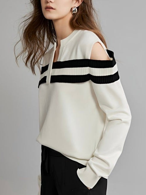 V-Neck Off-Shoulder Sweater by painevida