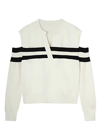 V-Neck Off-Shoulder Sweater by painevida