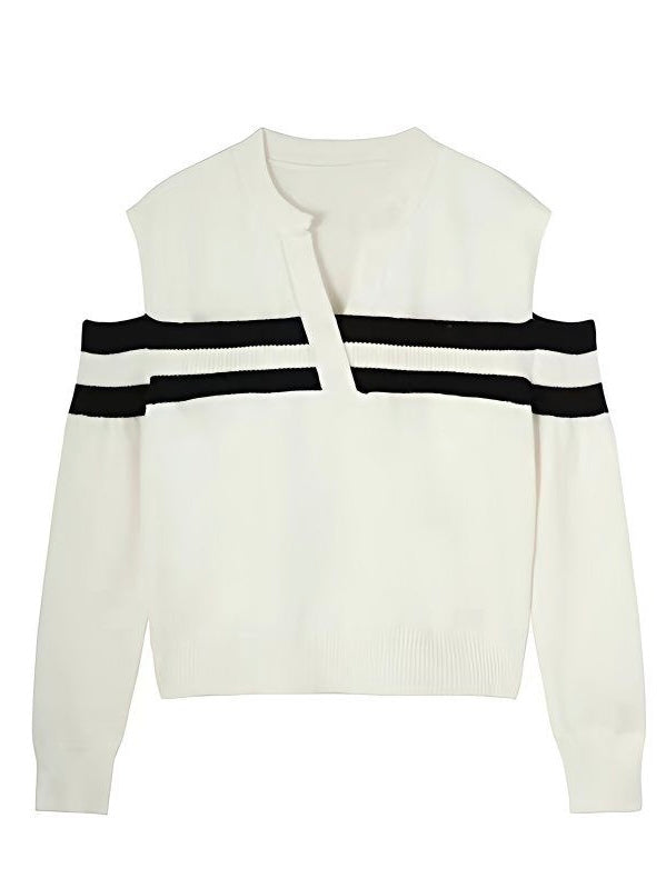 V-Neck Off-Shoulder Sweater by painevida