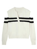V-Neck Off-Shoulder Sweater