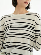 Black and White Striped Long-Sleeved Sweater by painevida