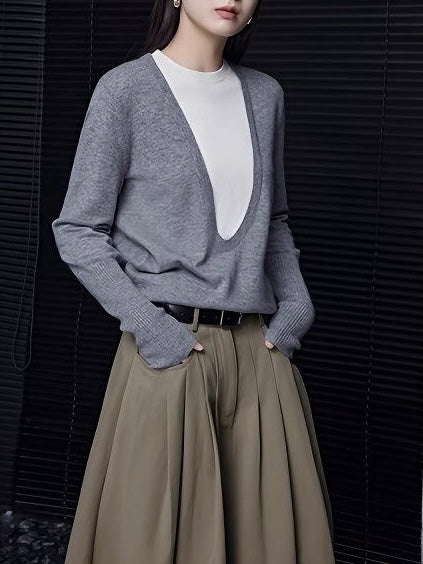 Fake Two Piece Knitted Sweater