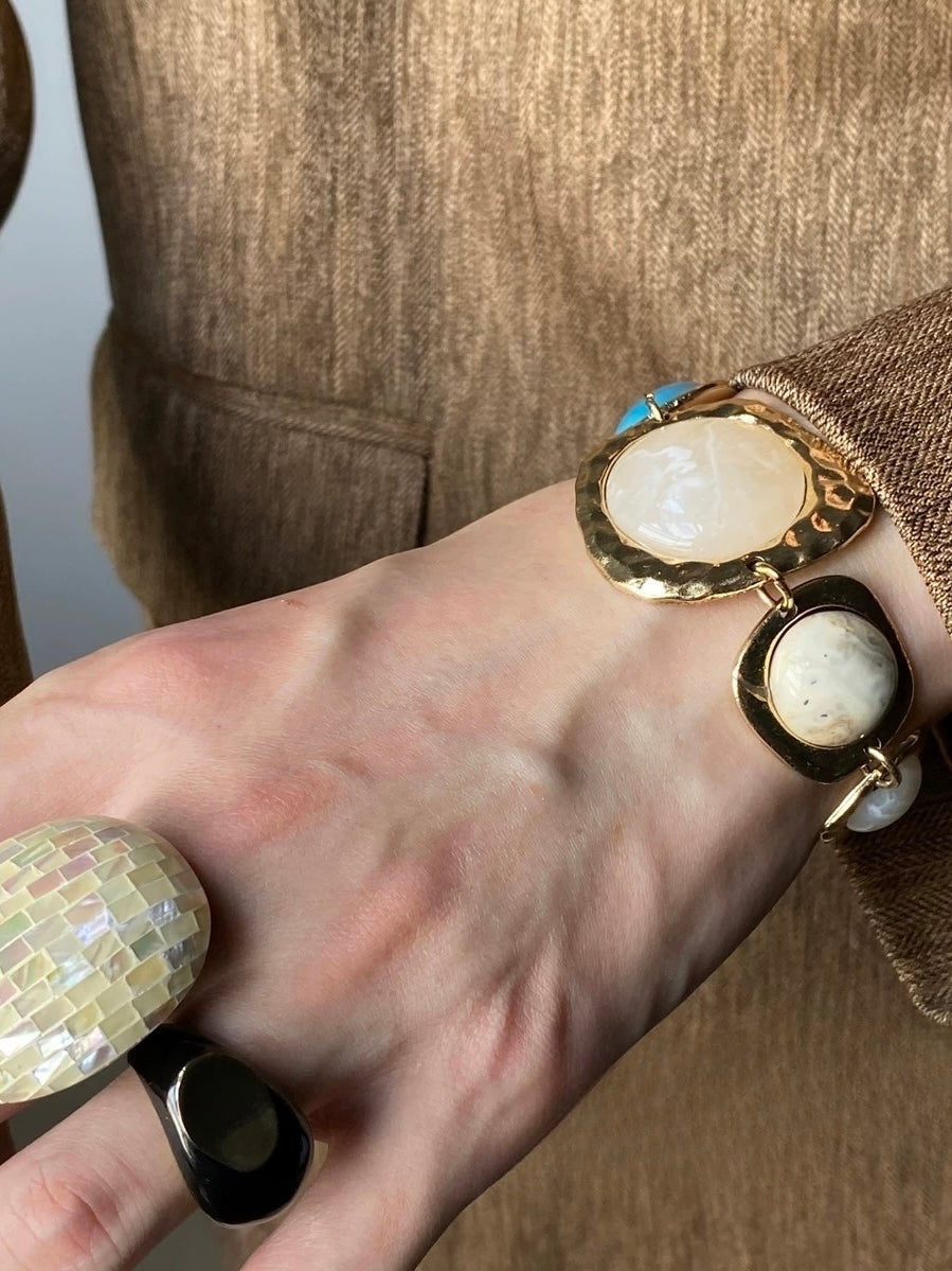 Retro Colored Gemstone Style Personalized Bracelet Necklace