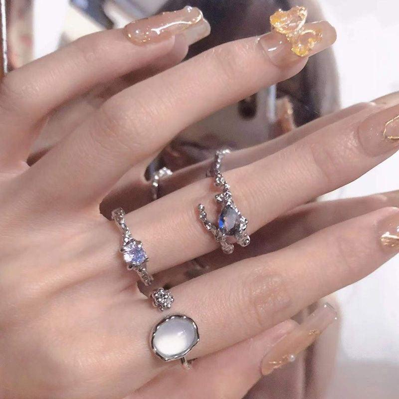Original Gem Zircon Fashion Open Ring Set