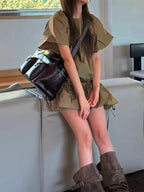 Round Neck Drawstring Bud Dress