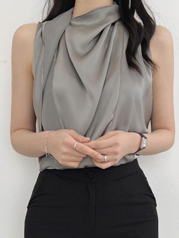 Loose Pleated Sleeveless Tank Top by painevida