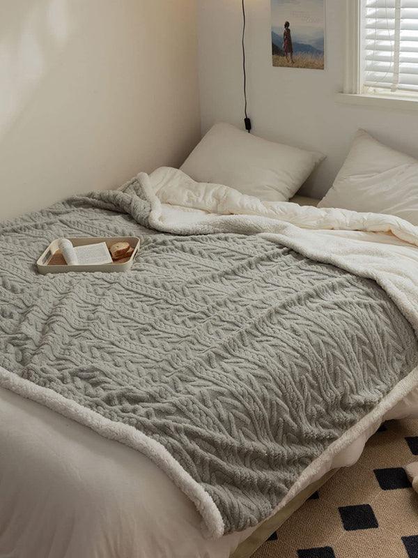 Simple Solid Color Double Layer Thickened Lamb Fleece Blanket