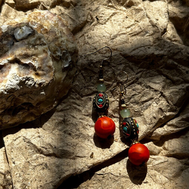 Nepalese Wooden Handmade Totem Earrings by painevida