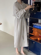 Lapel Loose Balloon Sleeve Shirt Dress by painevida