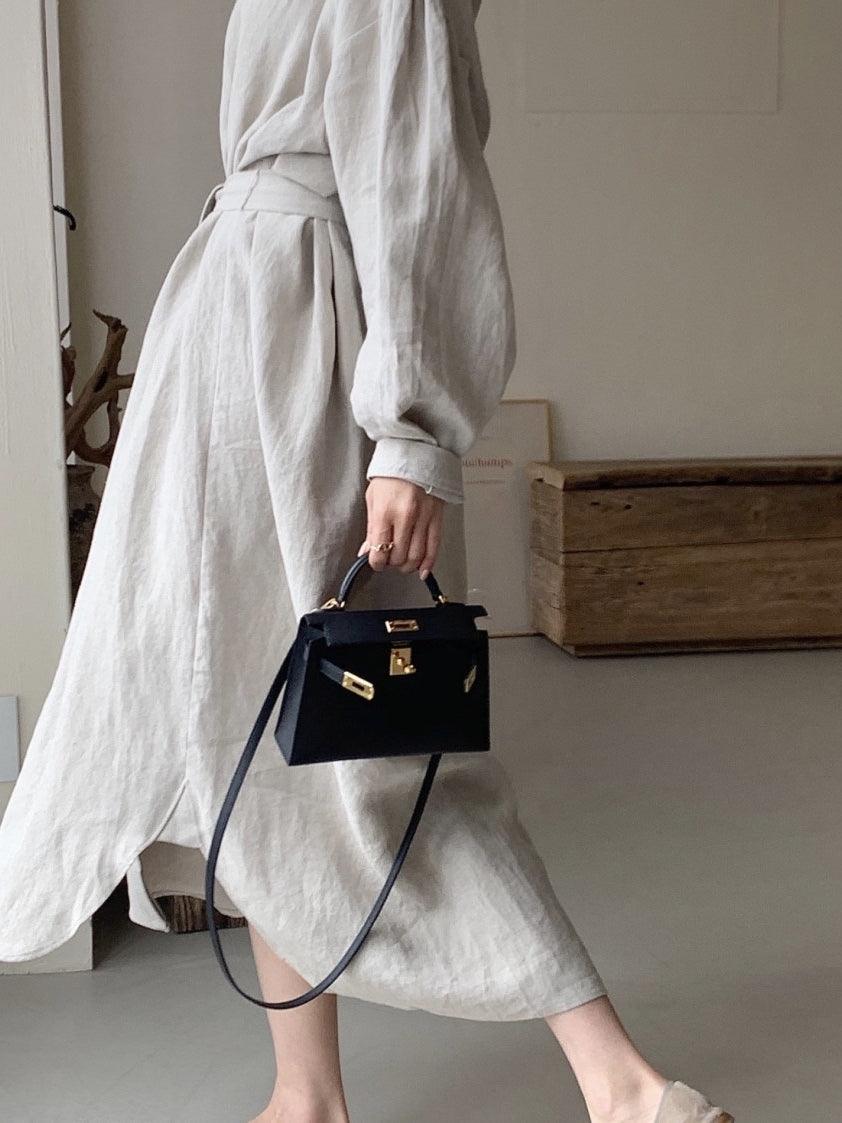 Lapel Loose Balloon Sleeve Shirt Dress by painevida