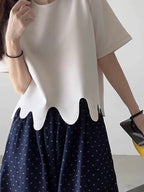 Round Neck Irregular Wave Pattern Short Sleeves