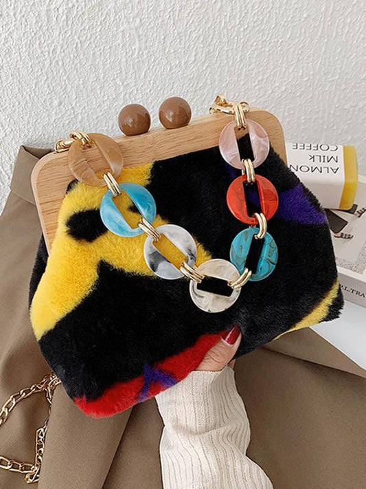 Vintage Multi-Colored Shoulder Bag Handbag