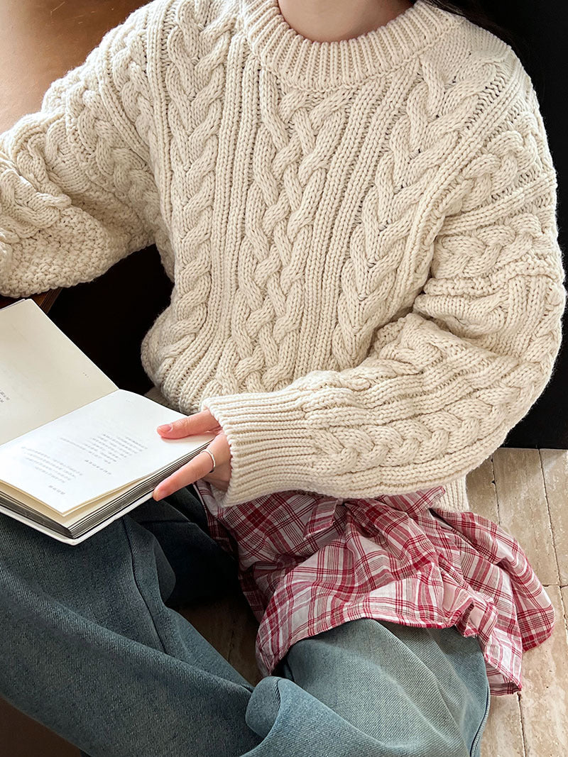 Loose And Thick Lazy Cable Sweater