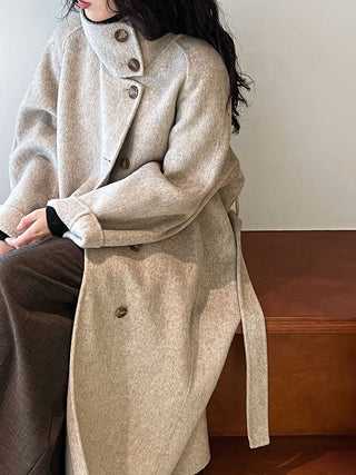 Stand Collar Double-Faced Wool Coat by painevida