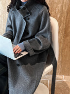 Stand Collar Double-Faced Wool Coat