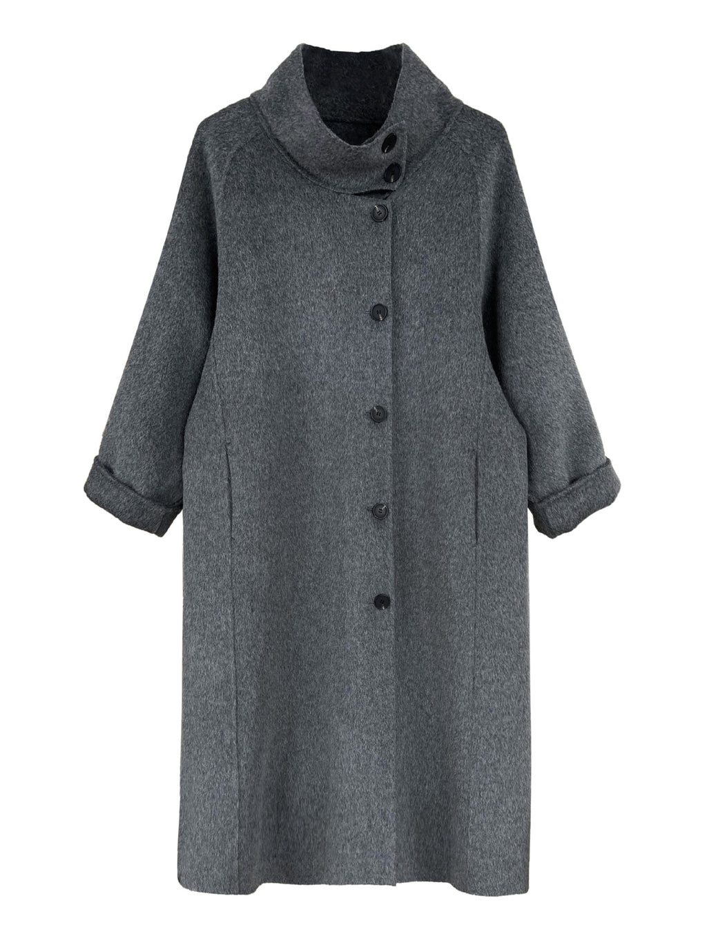 Stand Collar Double-Faced Wool Coat