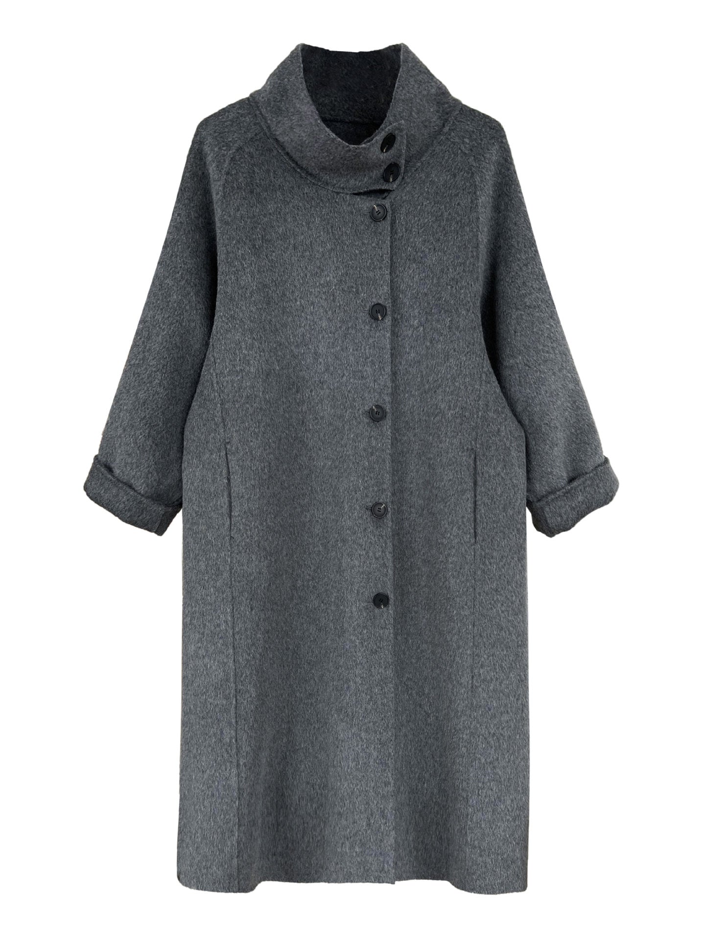 Stand Collar Double-Faced Wool Coat