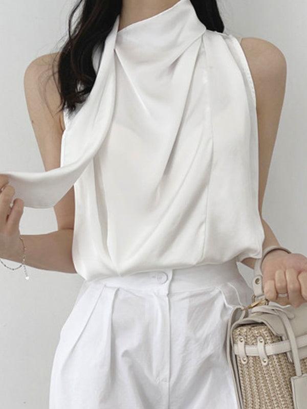 Loose Pleated Sleeveless Tank Top by painevida