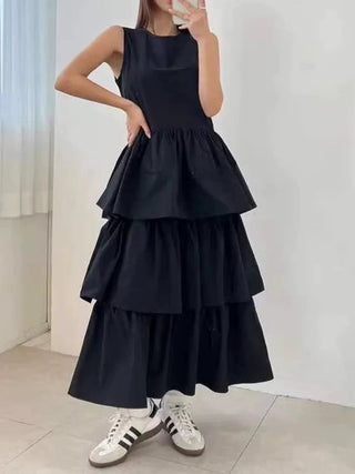 Paneled Layered Vest Dress by painevida
