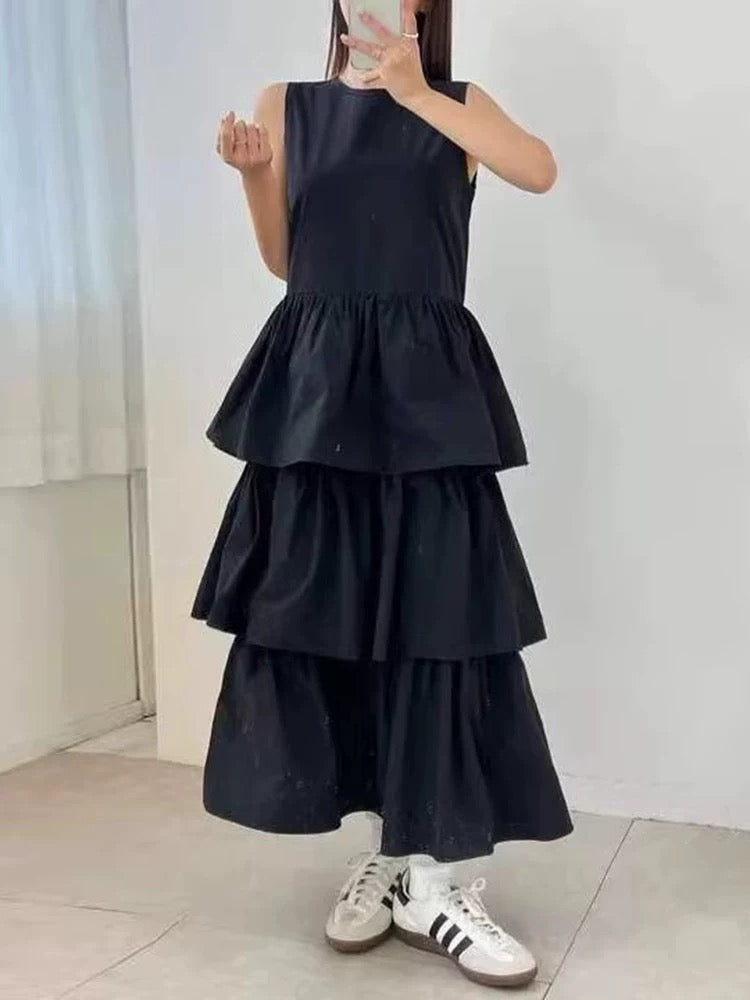 Paneled Layered Vest Dress