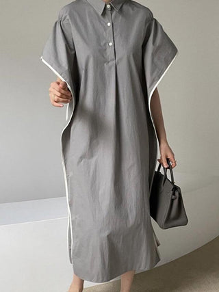 Loose Lapel Banded Lounge Dress