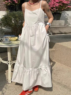 Paneled Ruffled Suspender Dress