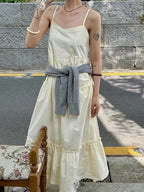 Paneled Ruffled Suspender Dress