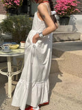 Paneled Ruffled Suspender Dress