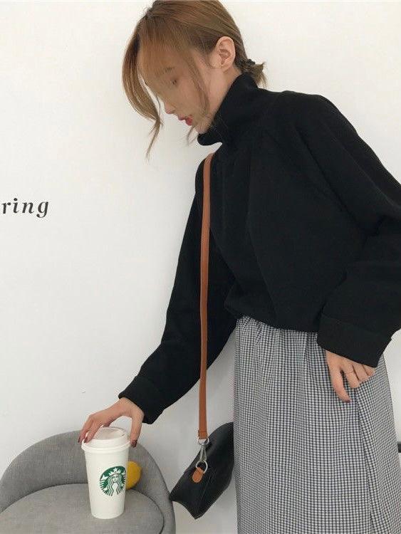 SImple Stand Collar Cotton Base Shirt by painevida