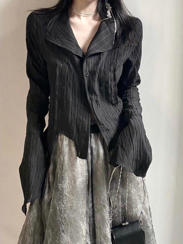 Black Cool Irregular Shirt by painevida