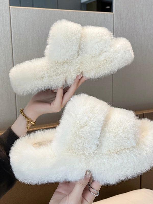 Furry Platform Slippers by painevida