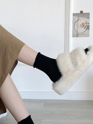 Furry Platform Slippers