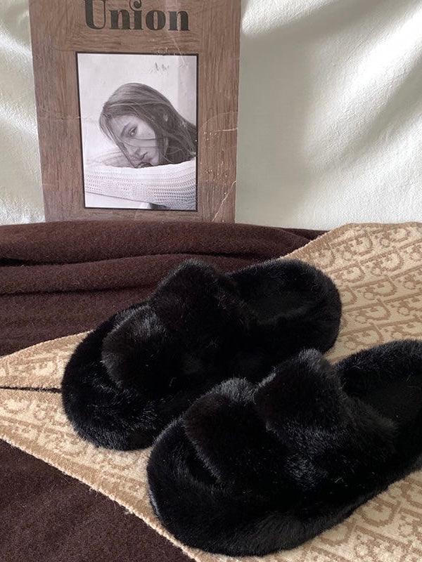 Furry Platform Slippers