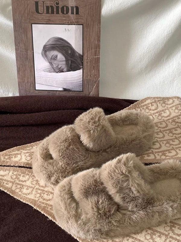 Furry Platform Slippers by painevida