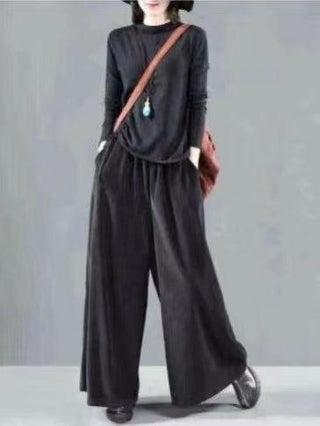 Loose Corduroy Wide-Leg Pants