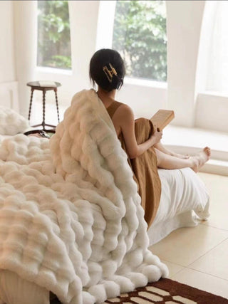 Soft Thickened Faux Rabbit Fur Sofa Blanket