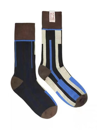 Retro Color Stitching AB Cotton Socks