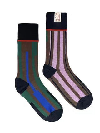 Retro Color Stitching AB Cotton Socks