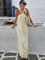 Cross Strap Solid Color Dress