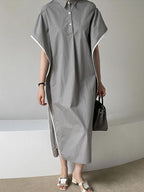 Loose Lapel Banded Lounge Dress