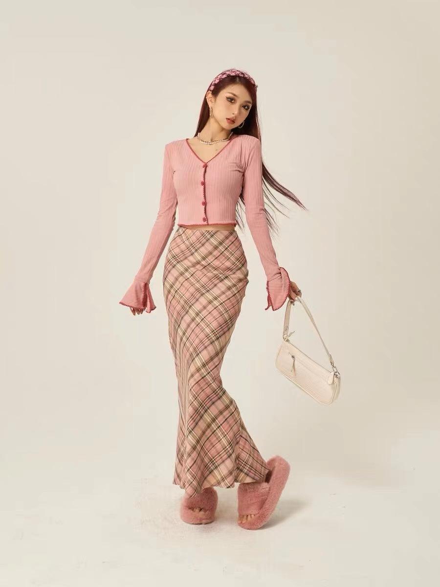 Vintage 3 Color Plaid Y2K Long Skirt