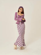 Vintage 3 Color Plaid Y2K Long Skirt by painevida
