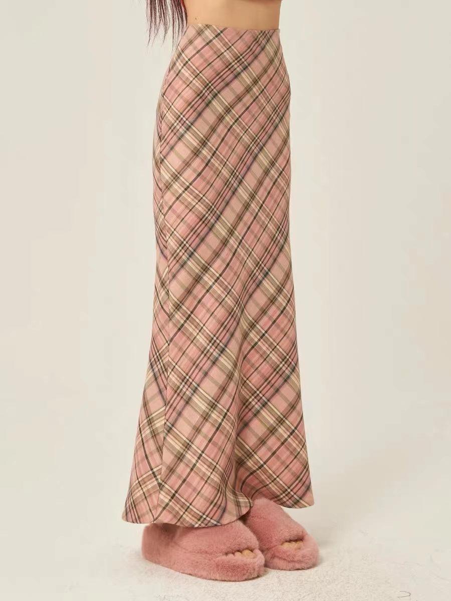 Vintage 3 Color Plaid Y2K Long Skirt by painevida