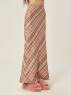 Vintage 3 Color Plaid Y2K Long Skirt by painevida